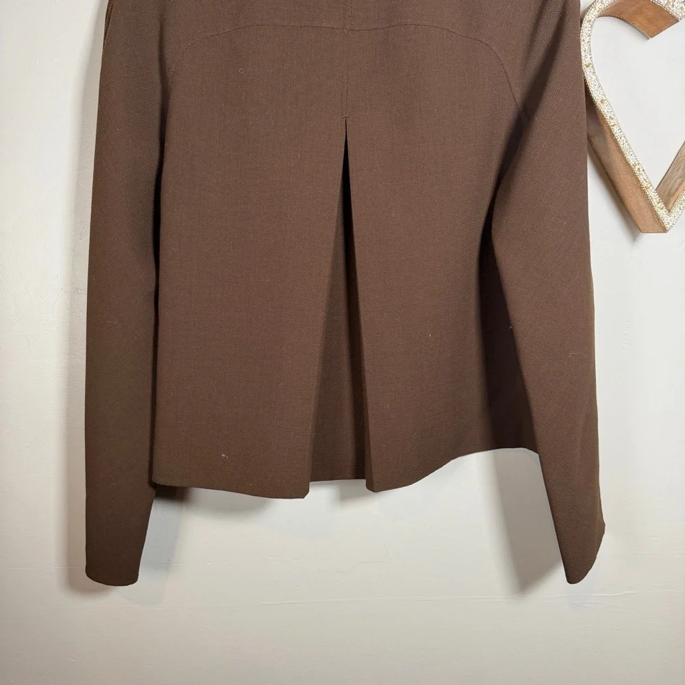 Leon Max Womens Cropped Boxy Blazer Academia Quiet Luxury MEDIUM Chocolate Brown